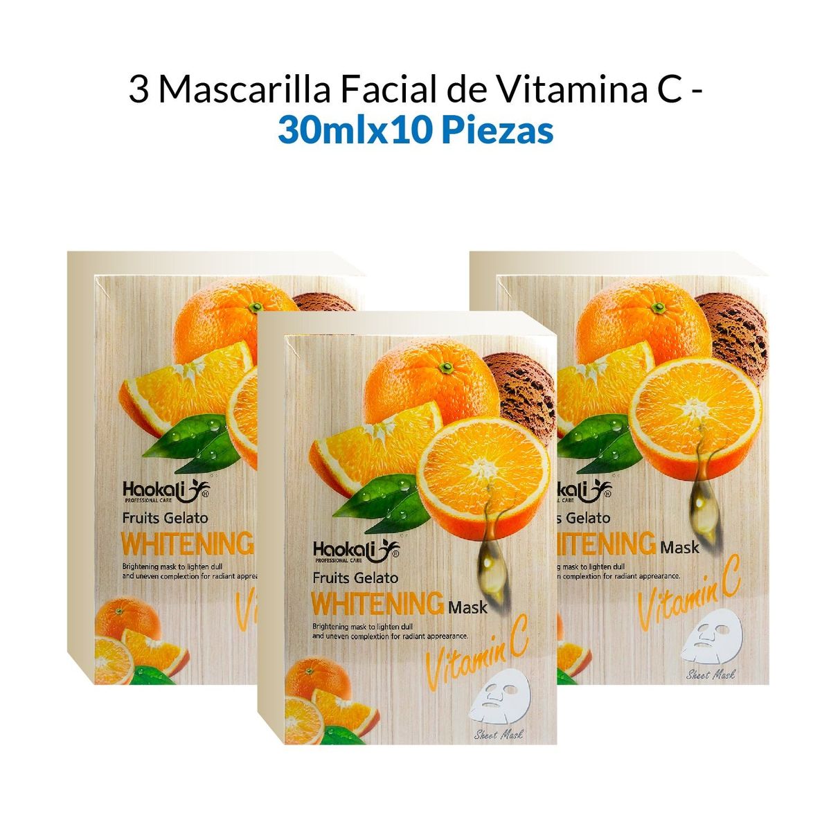 WOKALI - Mascara Facial Blanqueadora De Vitamina C Wokali 30mlx10 Piezas 3 Pack