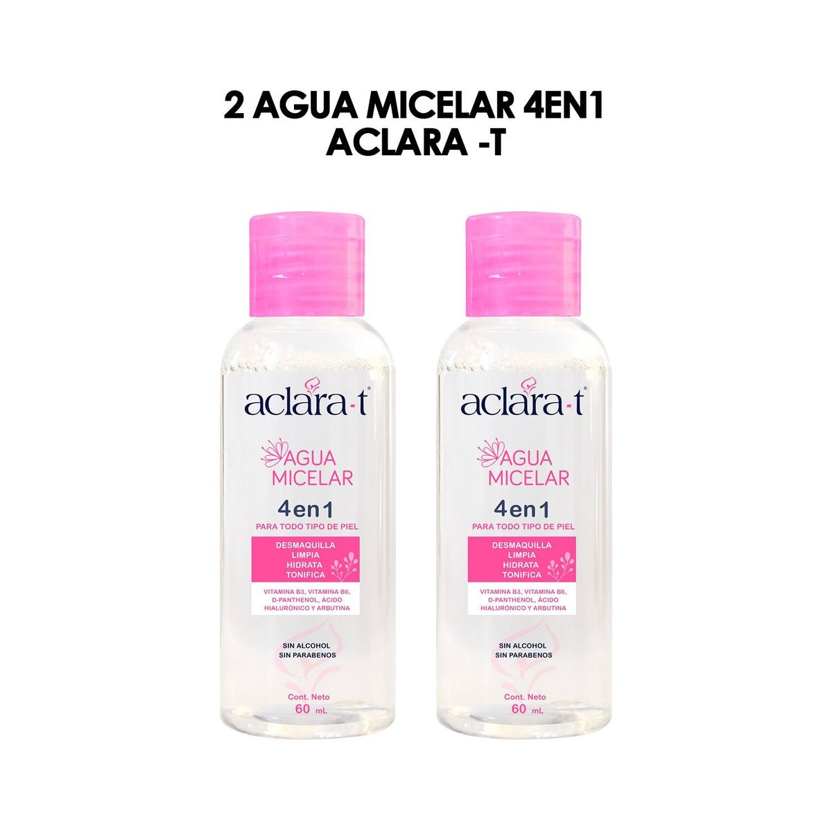 GENERICO - Agua Micelar 4 en 1 Aclara-T 60ml 2 Unidades