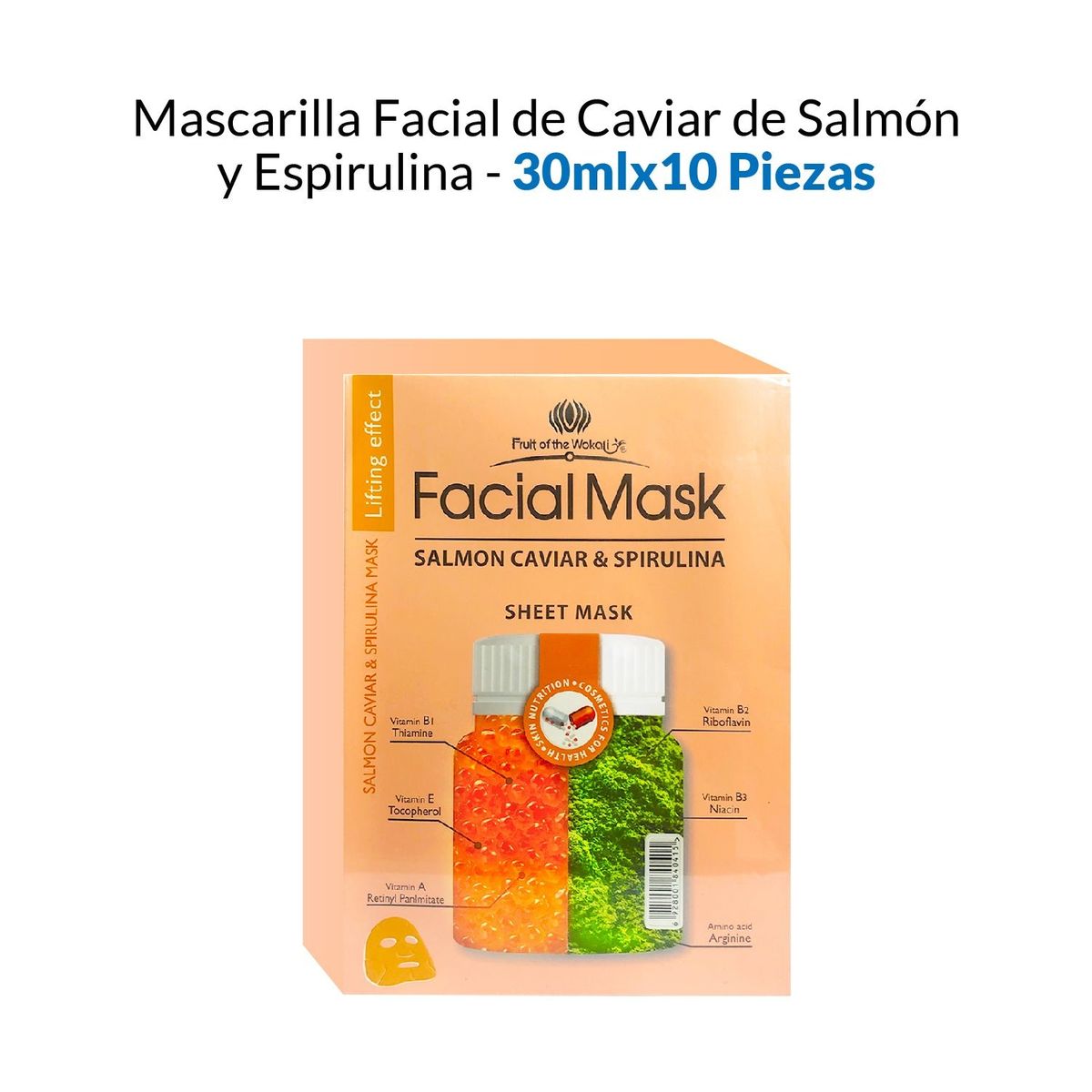 WOKALI - Mascara Facial Caviar De Salmon y Espirulina Wokali 30mlx10 Piezas