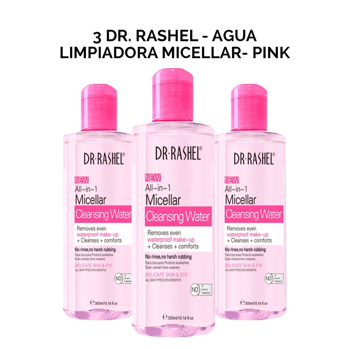 GENERICO - Agua Limpiadora Micellar Pink Dr Rashel 300ml 3 Unidades