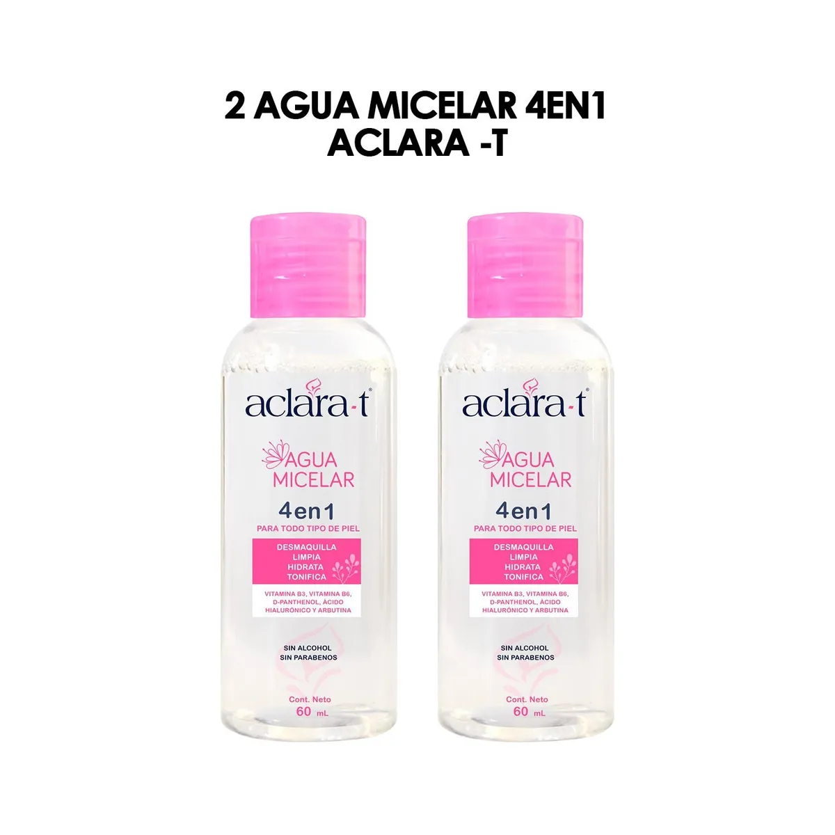 GENERICO - Agua Micelar 4 en 1 Aclara-T 60ml 2 Unidades