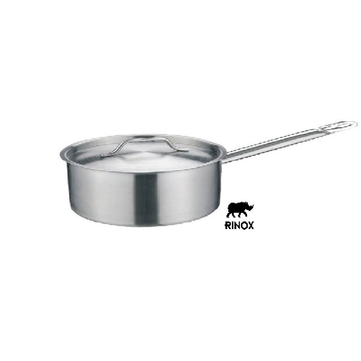 RINOX - Cacerola baja con mango 28 Litros 22x75 con tapa acero inox Rinox