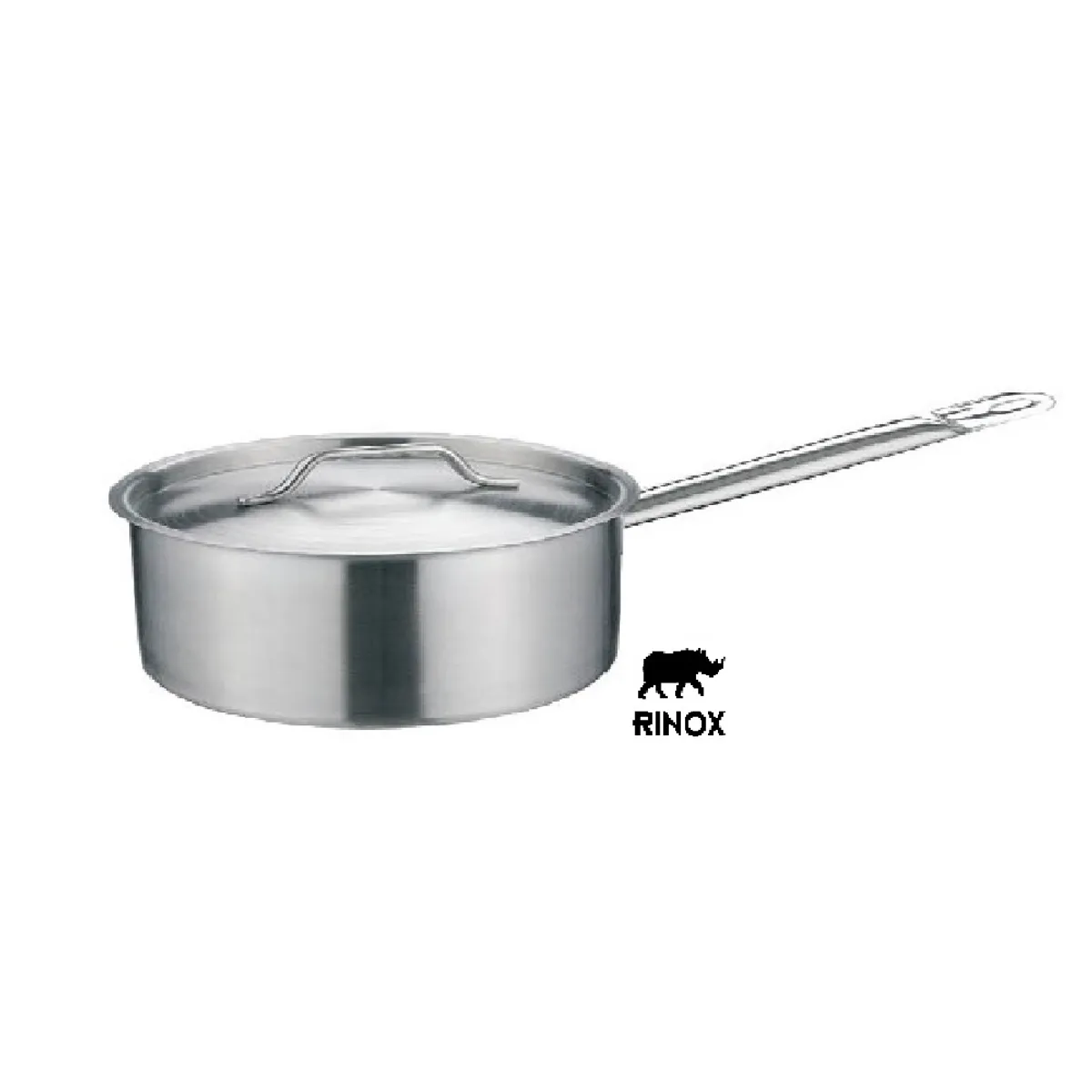 RINOX - Cacerola baja con mango 22 Litros 20x75 con tapa acero inox Rinox
