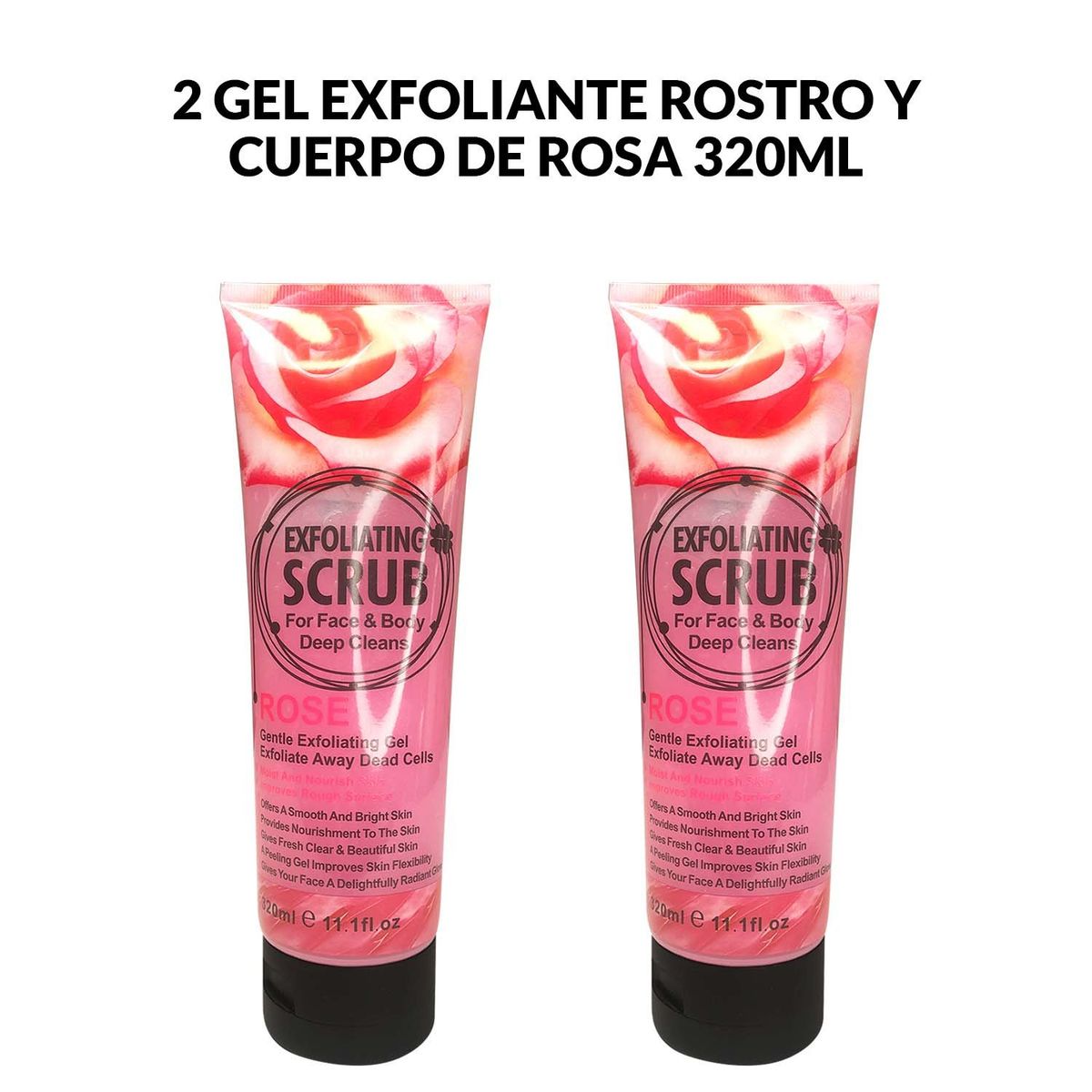 WOKALI - Gel Exfoliante Rostro y Cuerpo De Rosa Wokali 320ml 2 Unidades