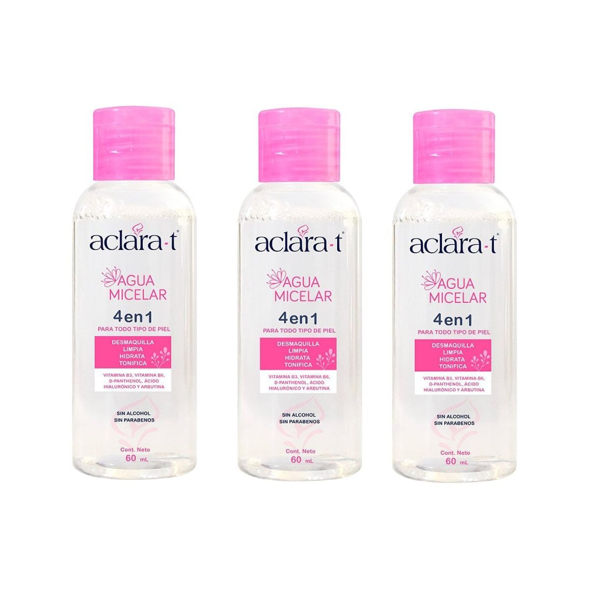 GENERICO - Agua Micelar 4 en 1 Aclara-T 60ml 3 Unidades