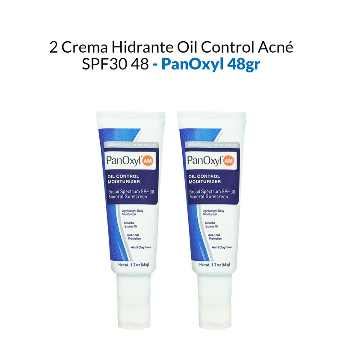 PANOXYL - Crema Hidrante Oil Control Acné SPF30 Panoxyl AM 48Gr 2 Unidades