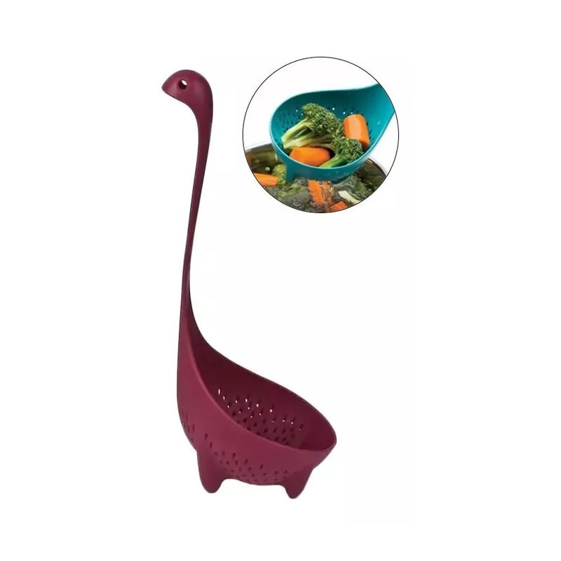 GENERICO - Cucharón colador espumadera dinosaurio Nessie color magenta