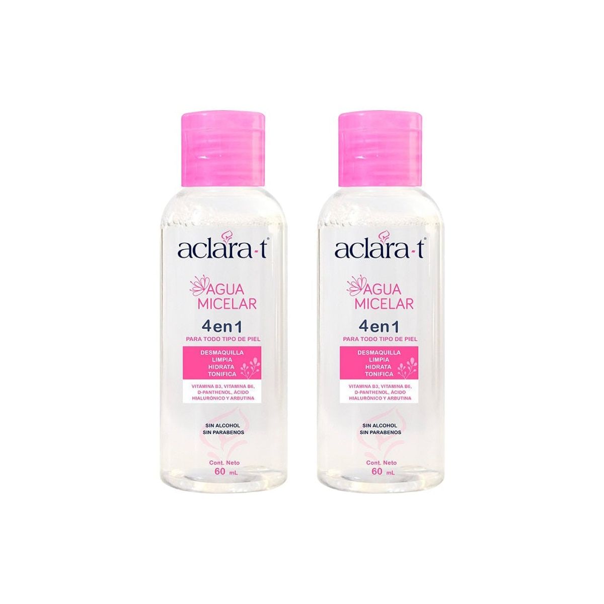 GENERICO - Agua Micelar 4 en 1 Aclara-T 60ml 2 Unidades