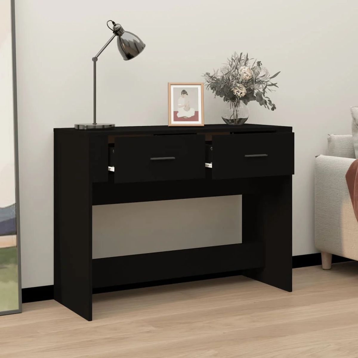 TU MESITA - Mesa Consola Hiro 2 cajones color Negro TU MESITA