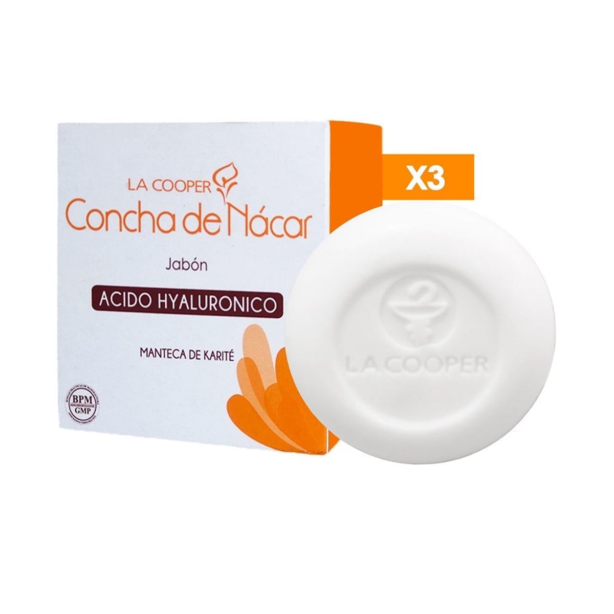 GENERICO - Jabón De Concha De Nacar & Acido Hialuronico La Cooper 80Gr 3 Uni