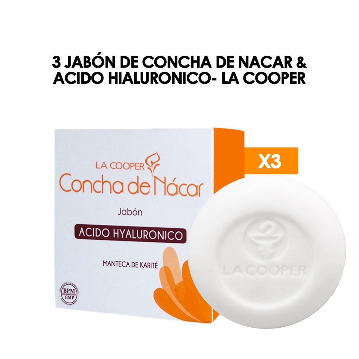 GENERICO - Jabón De Concha De Nacar & Acido Hialuronico La Cooper 80Gr 3 Uni
