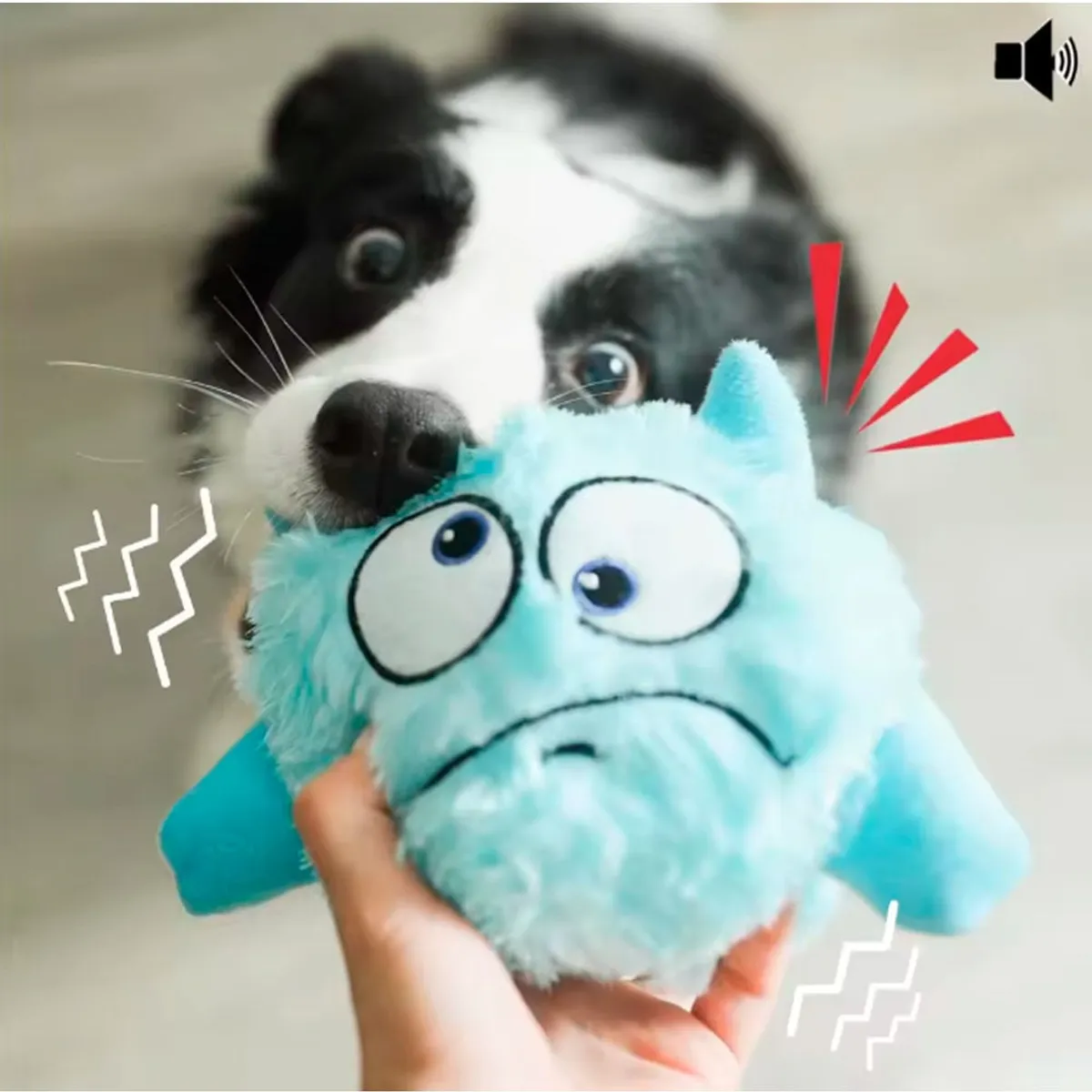 VARIOS - Juguete para Perros Monster Saltarín con Sonido Felpa Azul