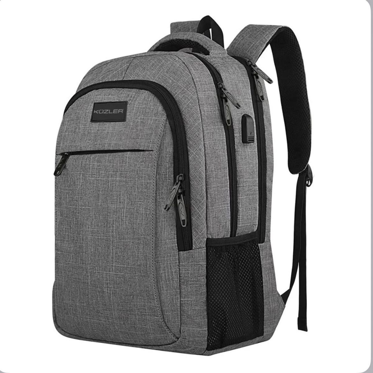 KUZLER - Mochila laptop 15.6 con cargador y bolsillo antirrobo