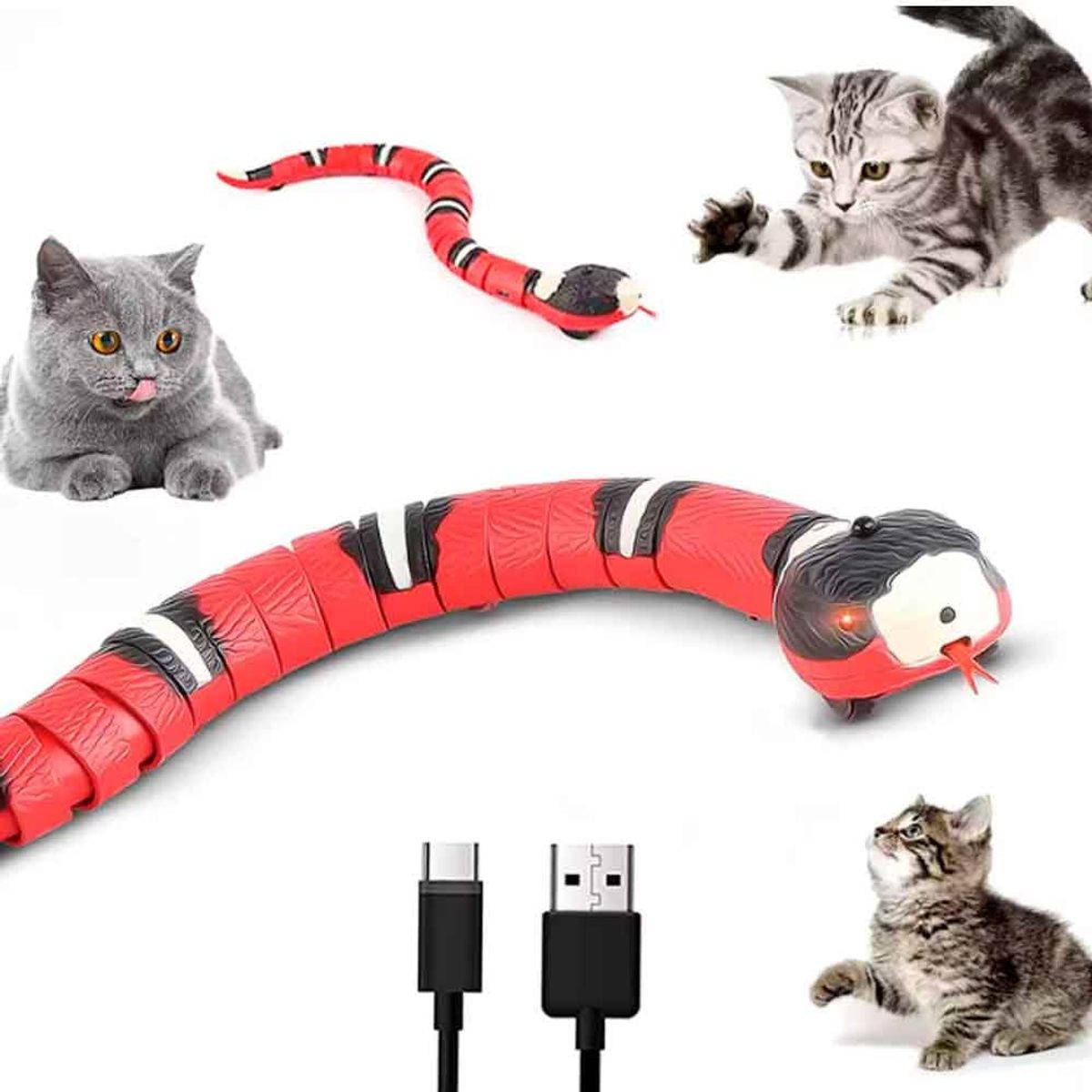 VARIOS - Juguete para Gatos y Perros Serpiente Automática Rojo 9909s