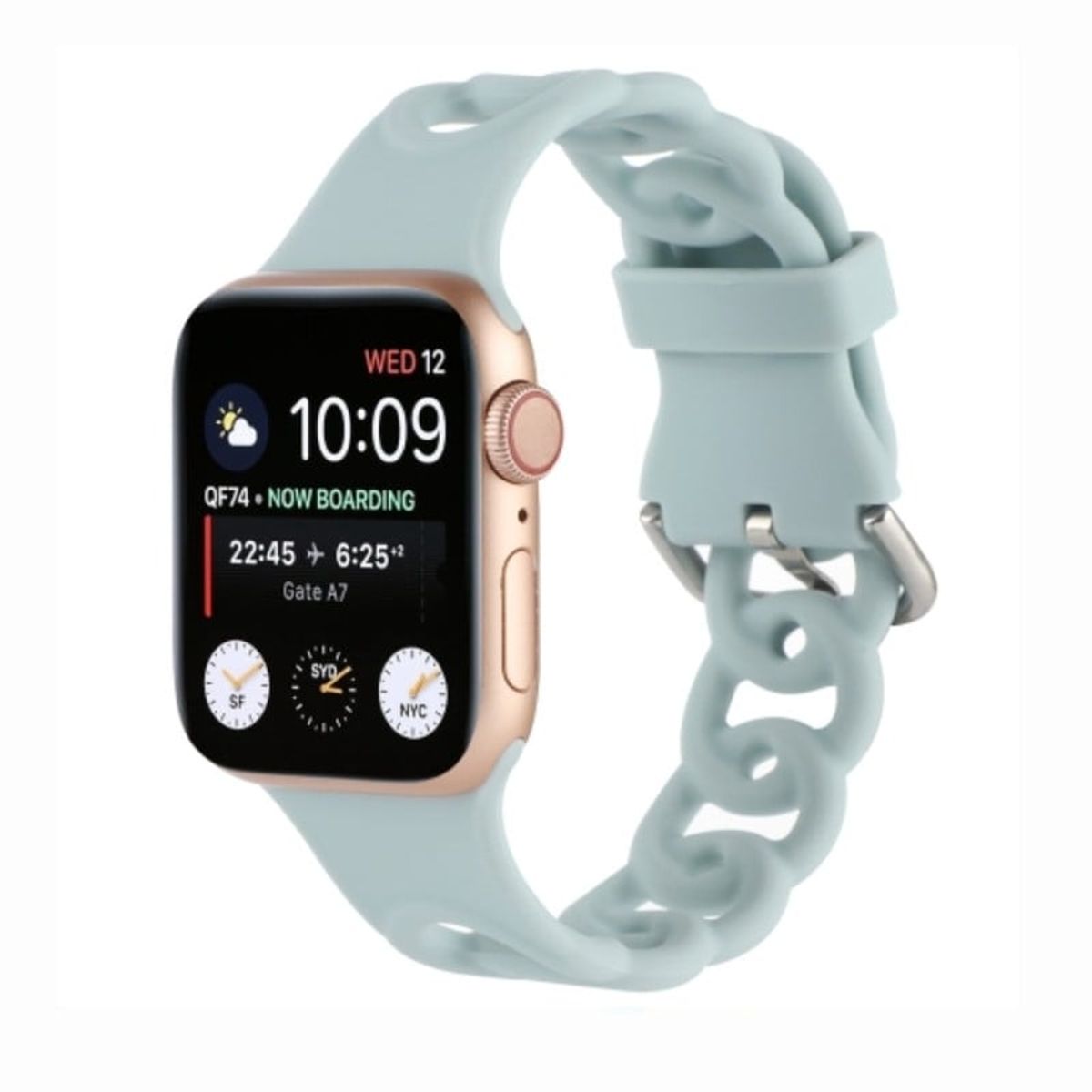 GENERICO - Correa Para Apple Watch 42/ 44 /45mm Silicona Cadena Celeste