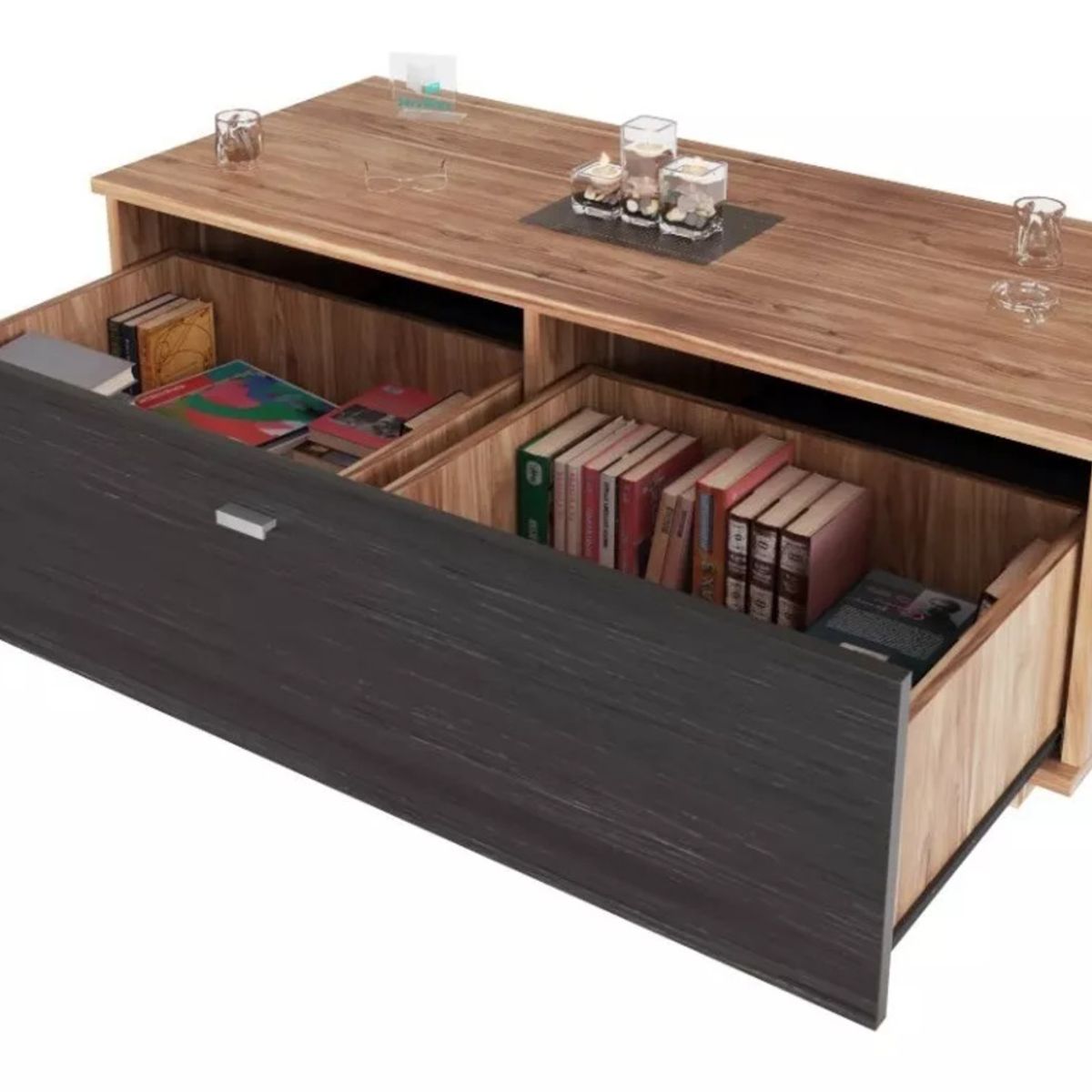 TU MESITA - Mesa de Centro Multiusos Zenda color MarrónNegro 1 cajón TU MESITA