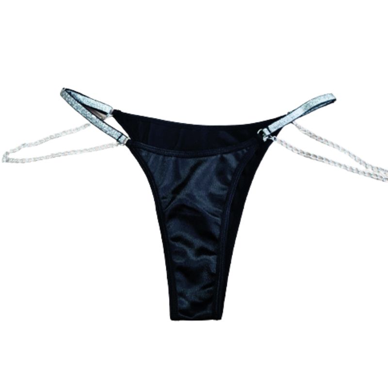 GENERICO - Tanga Eda con cadena plateada removible