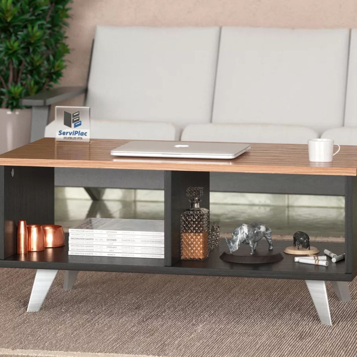 TU MESITA - Mesa de Centro Clásica Tamara color NegroMarrón TU MESITA