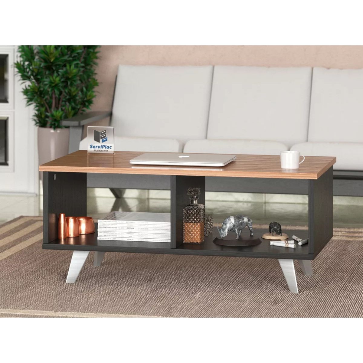 TU MESITA - Mesa de Centro Clásica Tamara color NegroMarrón TU MESITA