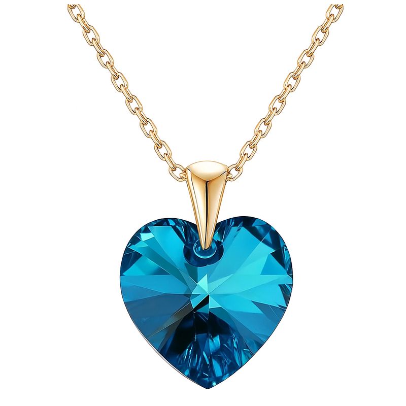 GENERICO - Collar Corazón Cristal Mujer Azul