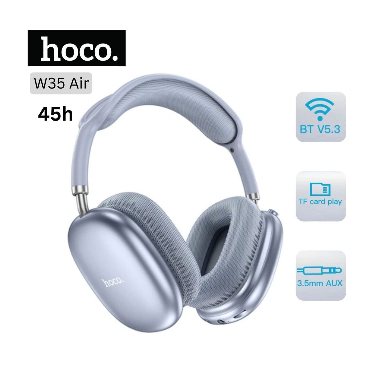 HOCO - Audífonos  Bluetooth 5.3 Hoco W35 Air Light - Blue