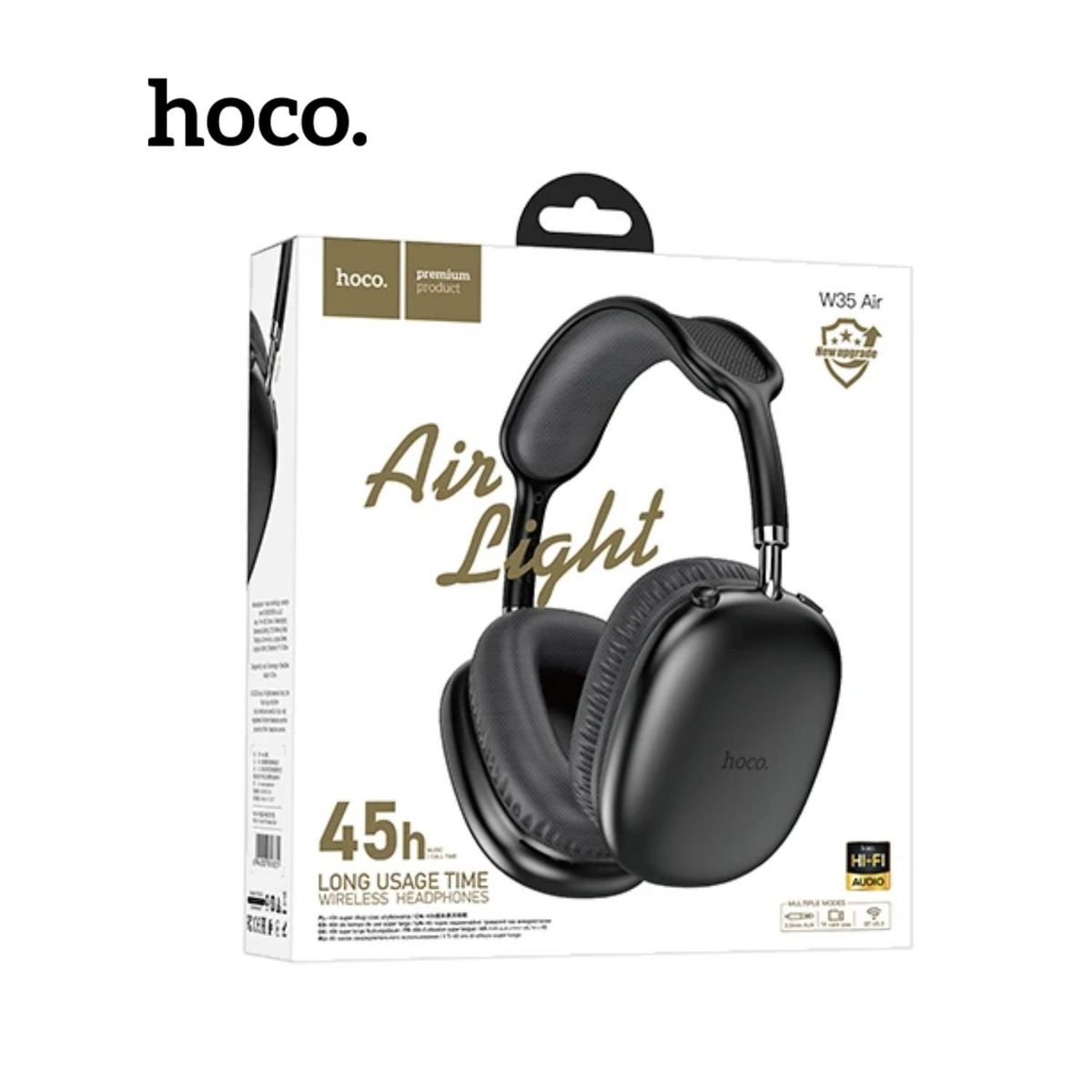 HOCO - Audífonos Hoco W35 AIR LIGHT bluetooth 5.3 45hrs - Black