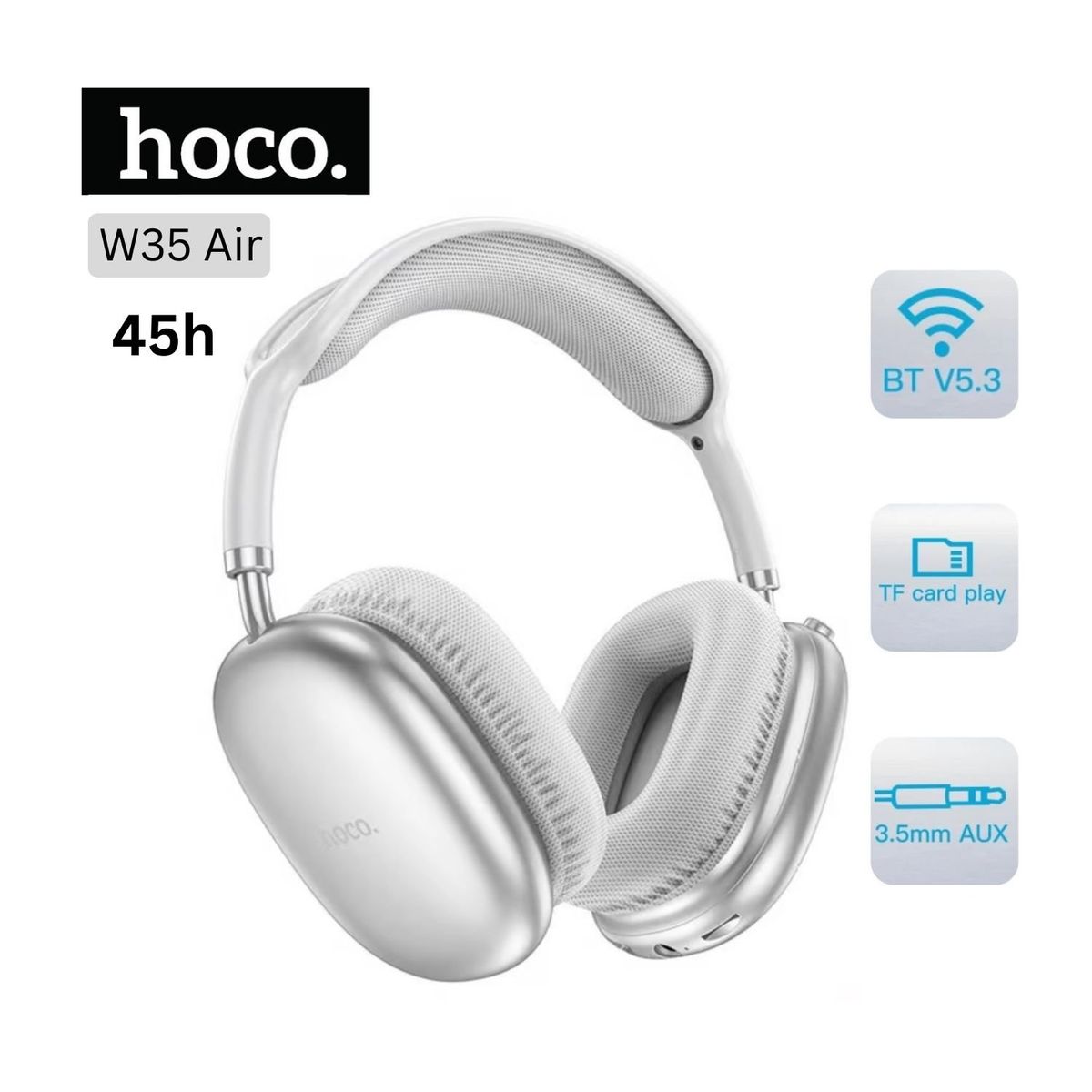HOCO - Audífonos Inalámbrico Hoco W35 Air Light  Bluetooth 5.3 - Silver