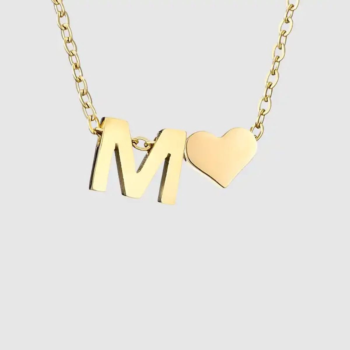 GENERICO - Collar Inicial con corazón letra M