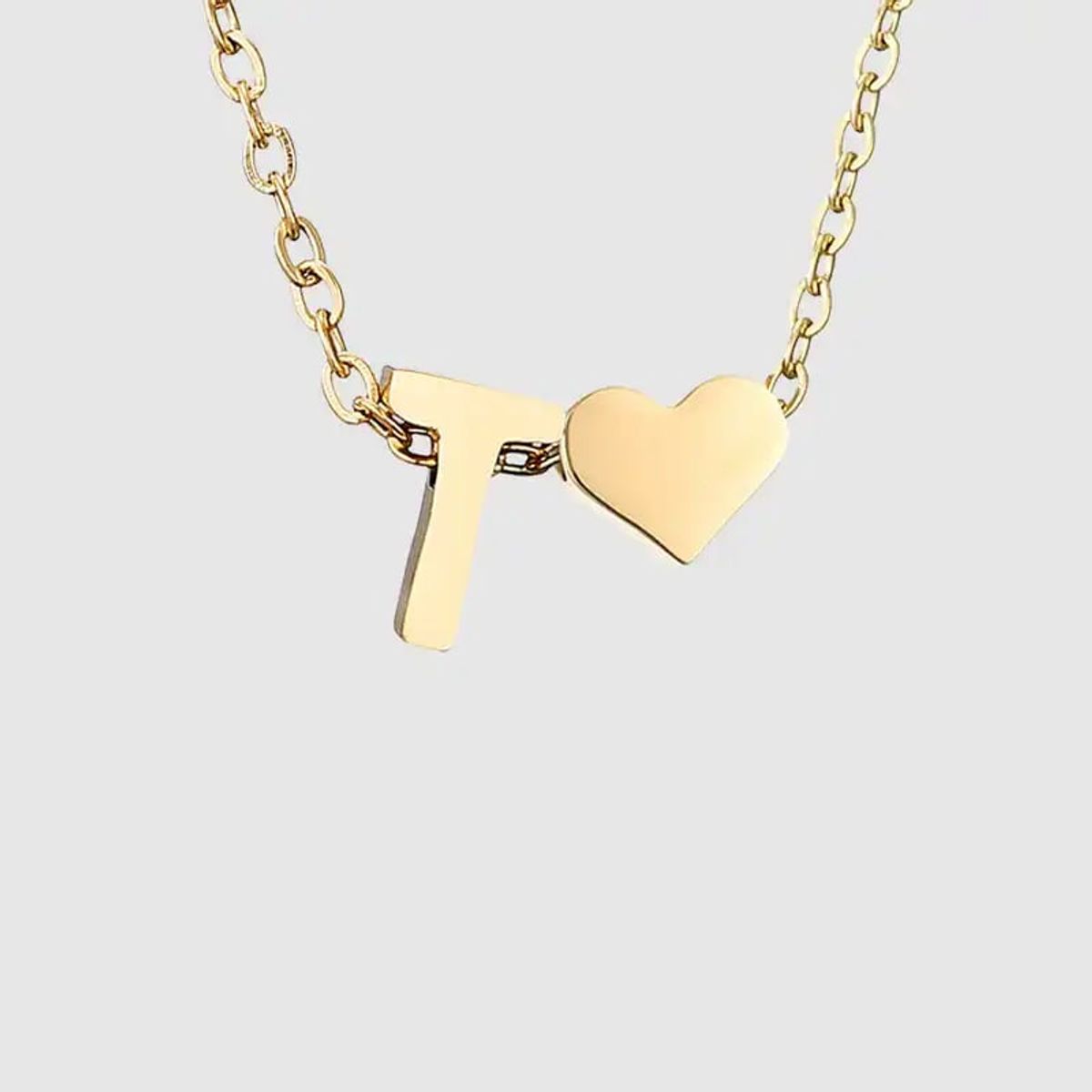 GENERICO - Collar Inicial con corazón letra T