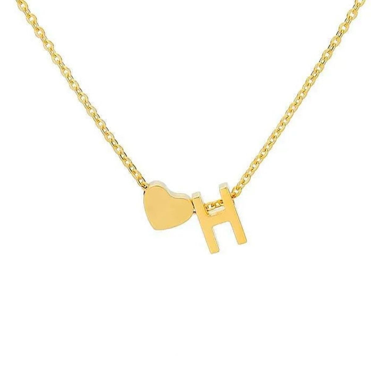 GENERICO - Collar Inicial con corazón letra H