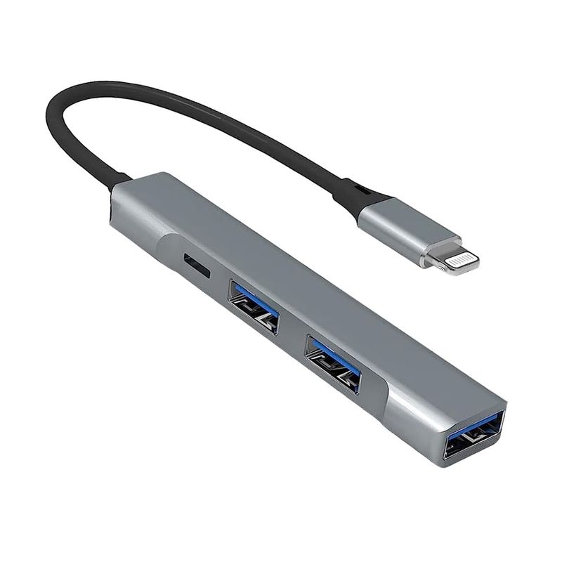 OEM - Adaptador iPhone/  iPad a 3 puertos USB 3.0 y puerto IOS para carga