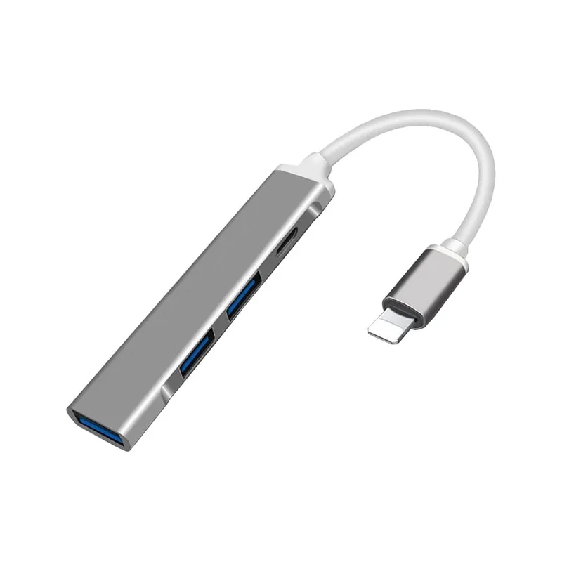 OEM - Adaptador 4 en 1 iPhone a 3*USB 3.0 y puerto IOS para carga