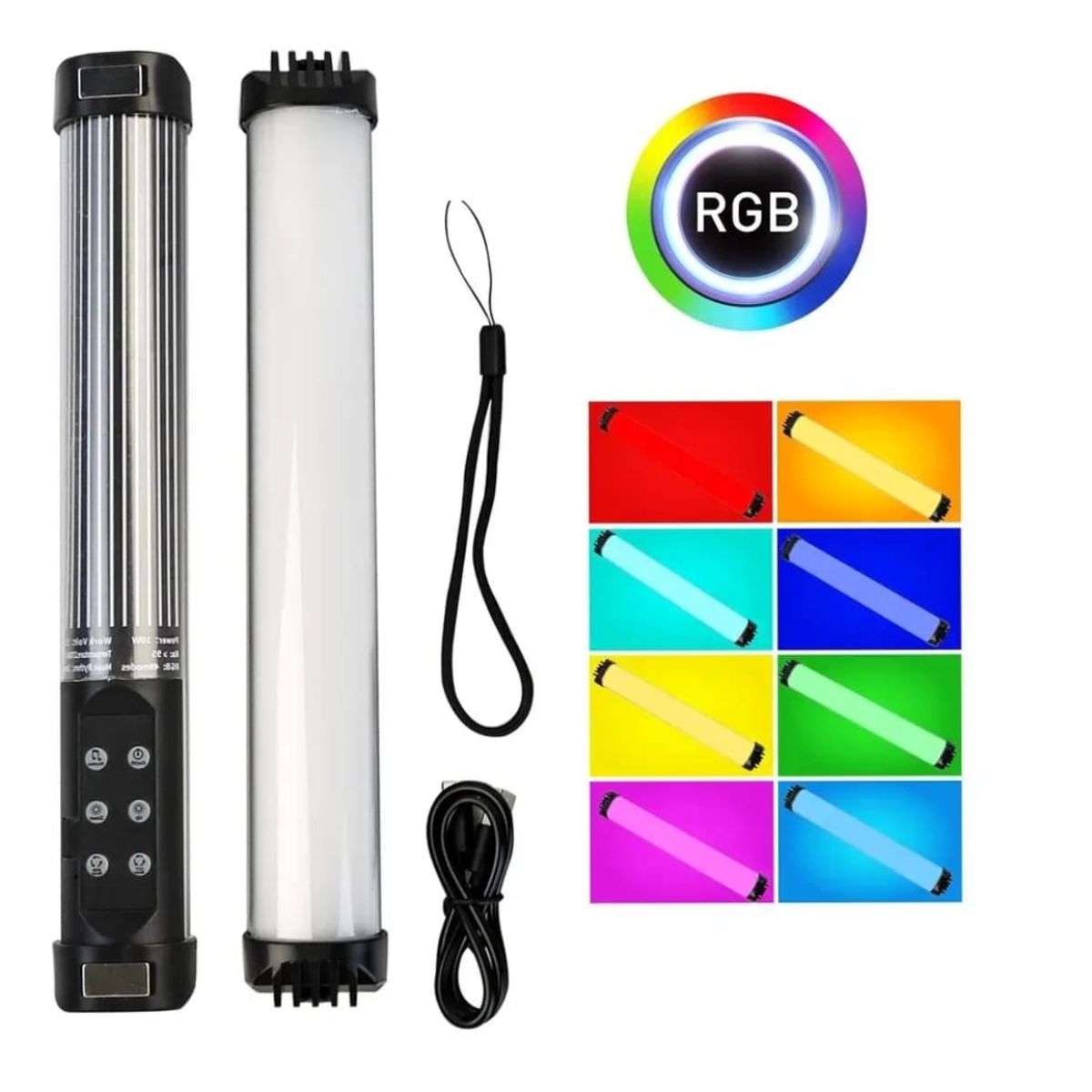 GENERICO - Luz Led Barra Tubo 29 cm RGB Imantado Ritmico Recargable