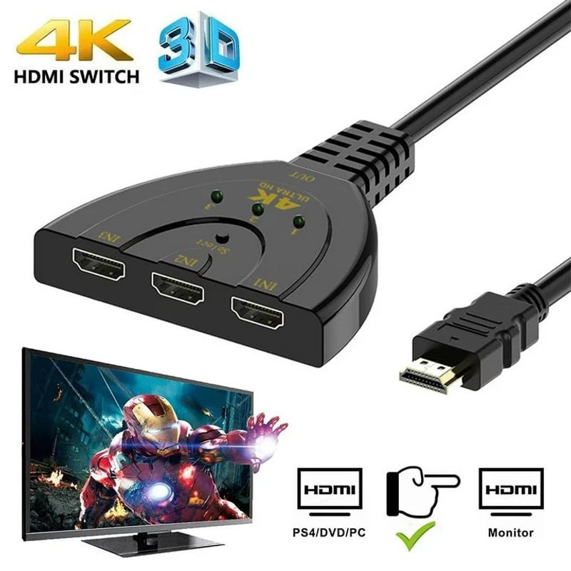 OEM - Conmutador Switch HDMI a 3 Puertos HDMI