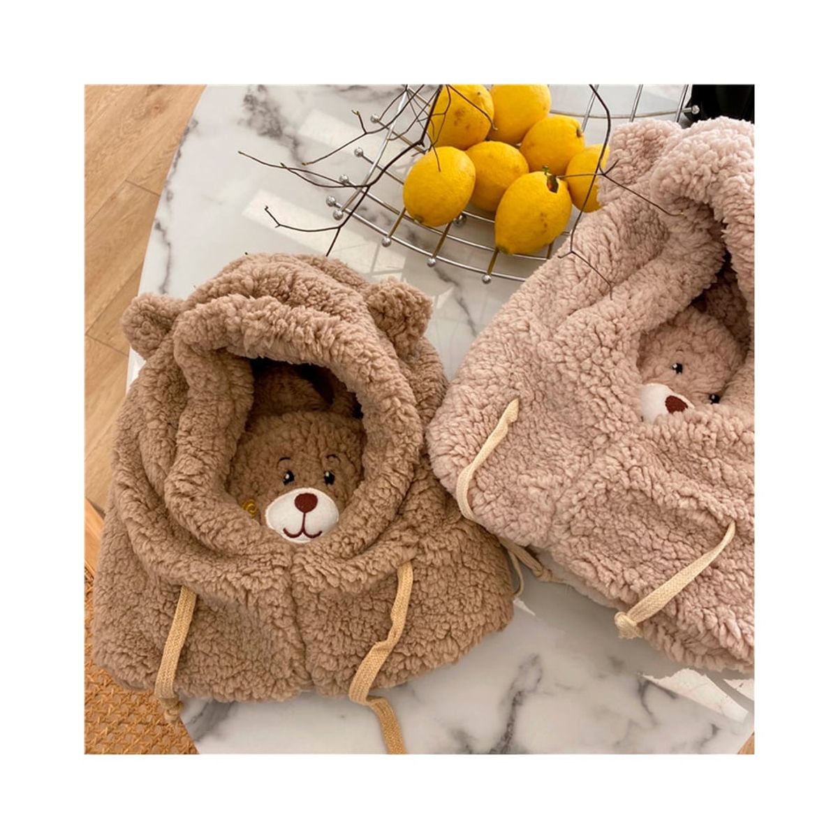 GRETAIL - Gorro Oso De Peluche Antialérgico Con Tapaboca Niños Juvenil Blanco