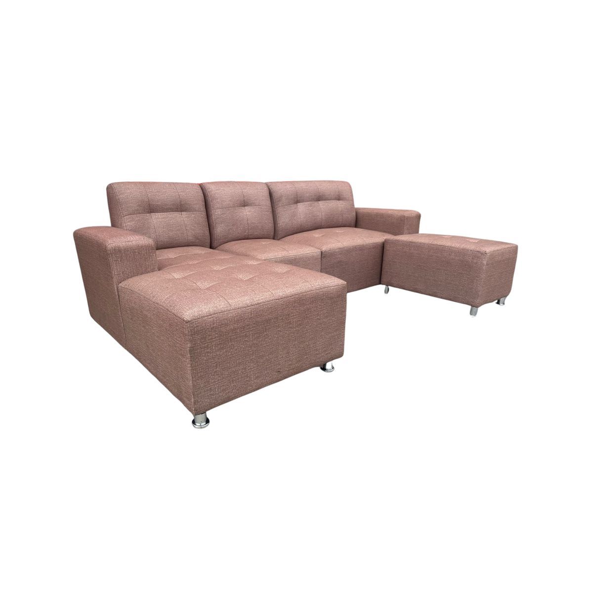 AMOBLART - Seccional L Cama - 4 piezas + 4 cojines - Camel