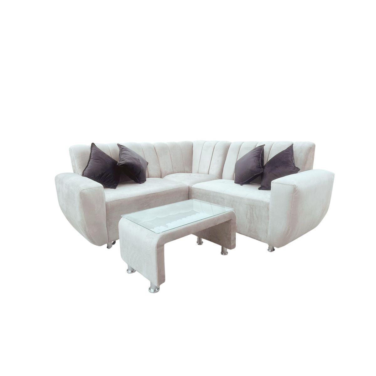 AMOBLART - Seccional Lenna - 4 piezas + Cojines - Ivory