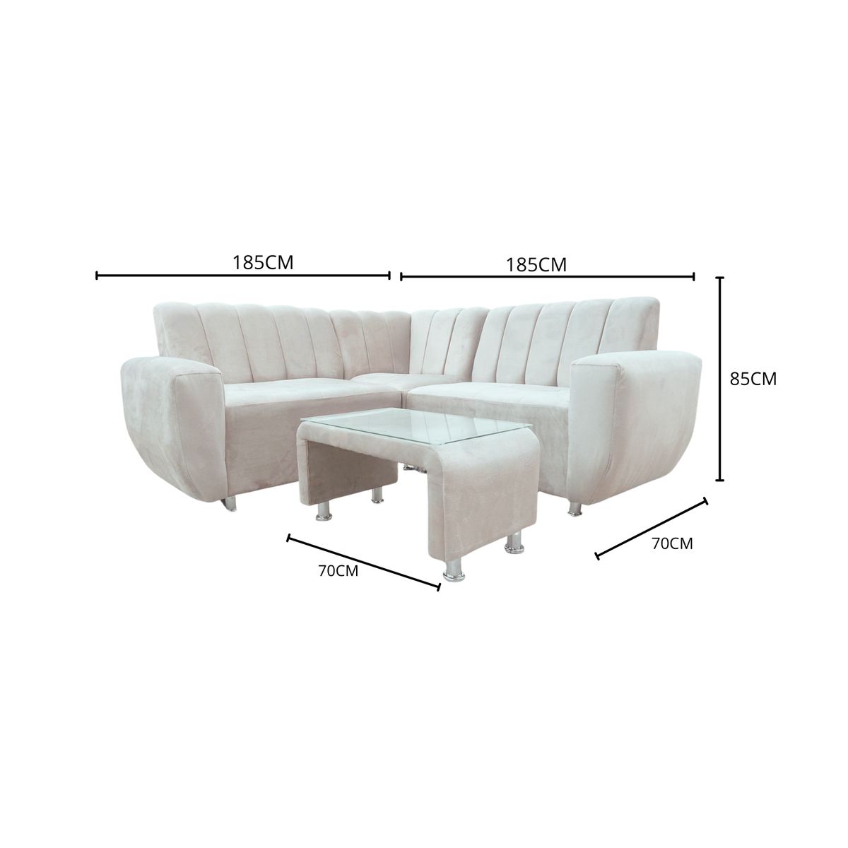 AMOBLART - Seccional Lenna - 4 piezas + Cojines - Ivory
