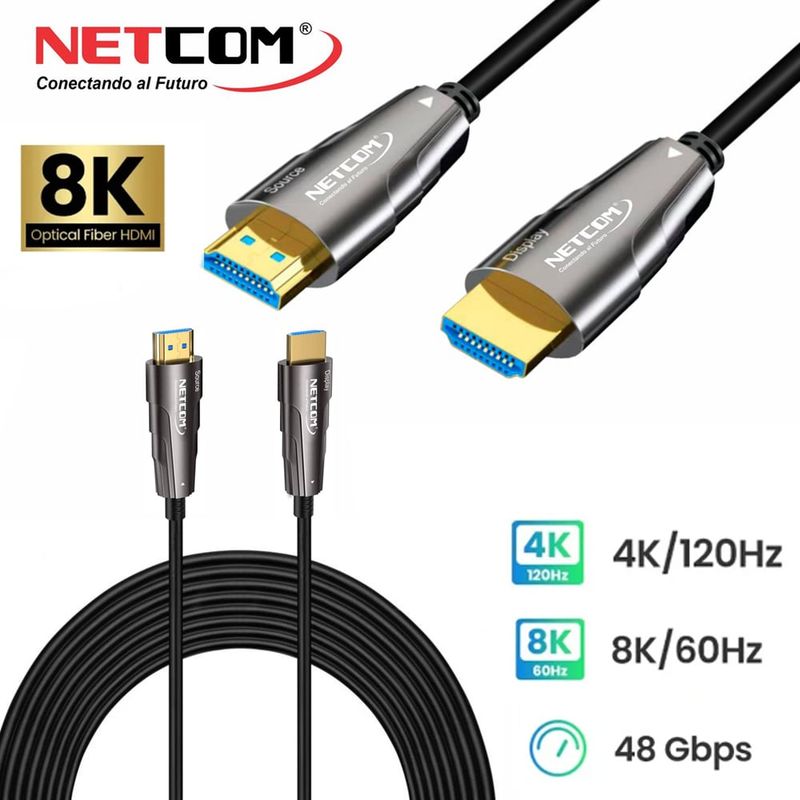 GENERICO - Cable Hdmi 2.1 8k Premium Fibra óptica 15 Metros HDCP 2.3 HDR ARC 3D