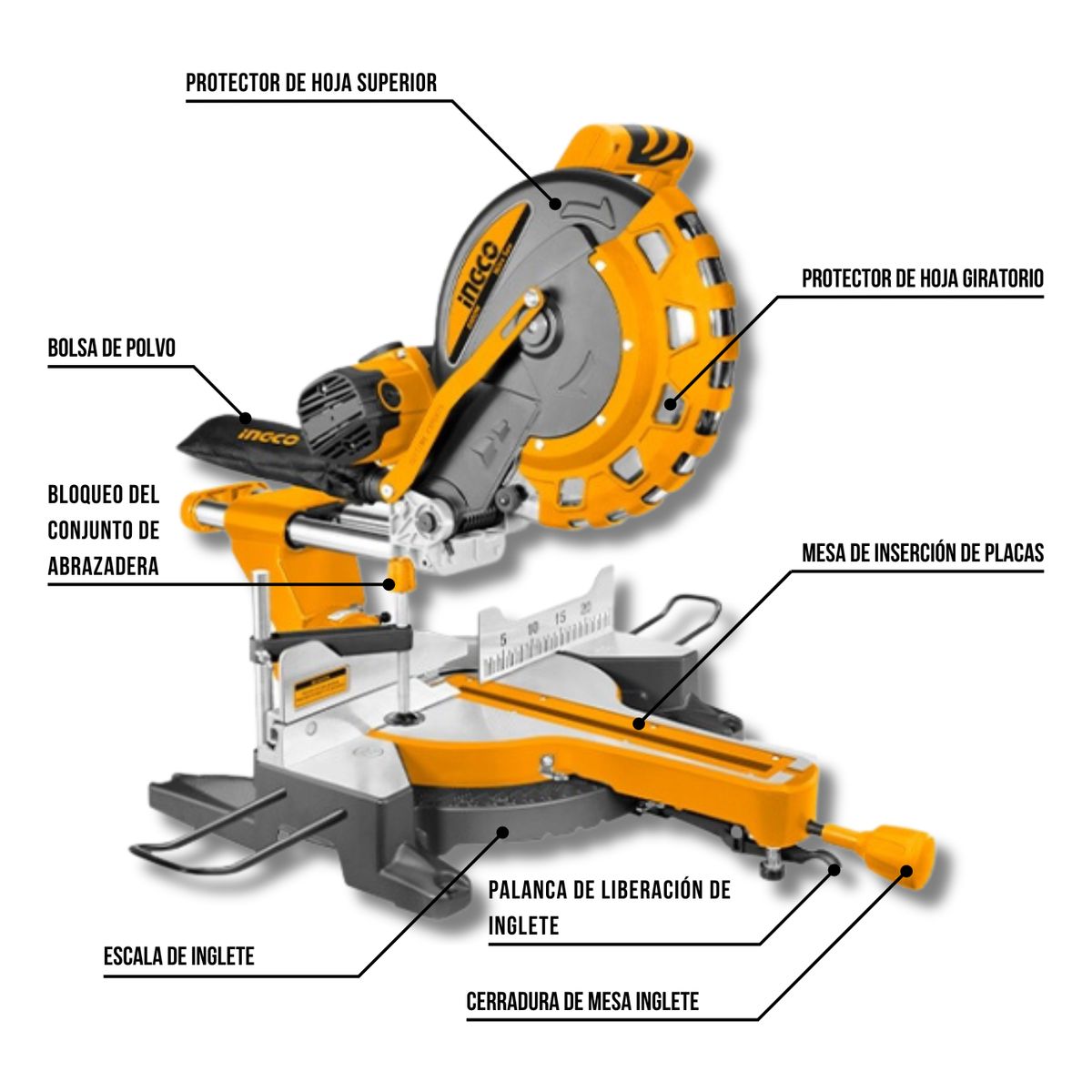 INGCO TOOLS - Sierra ingleteadora telescopica 2400w 12 industrial Ingco