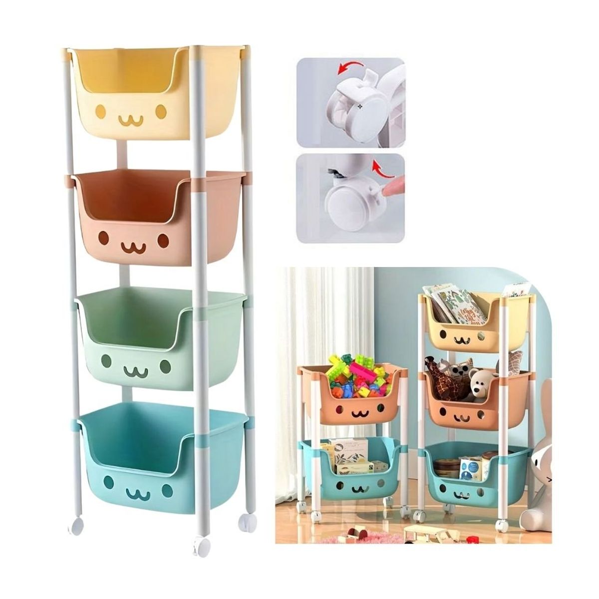 GENERICO - Organizador Estante Multifuncional 4 Niveles Kawaii