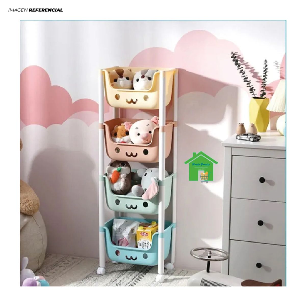 GENERICO - Organizador Estante Multifuncional 4 Niveles Kawaii