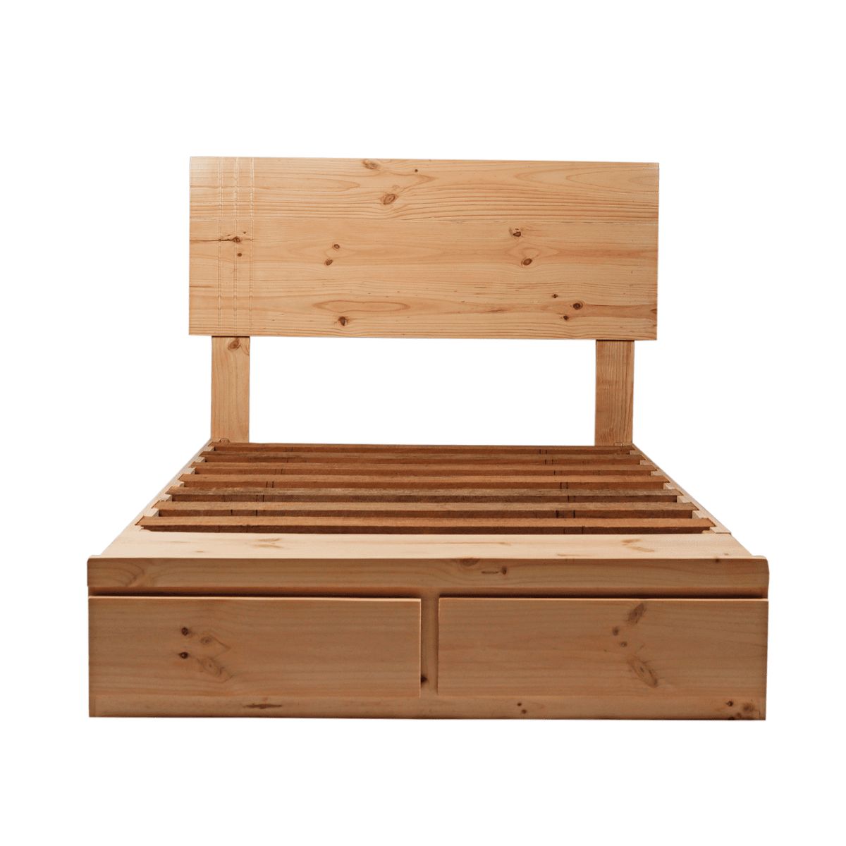 MUEBLES MACRUMO - Cama de madera pino natural 1.5 Plz + sabanera