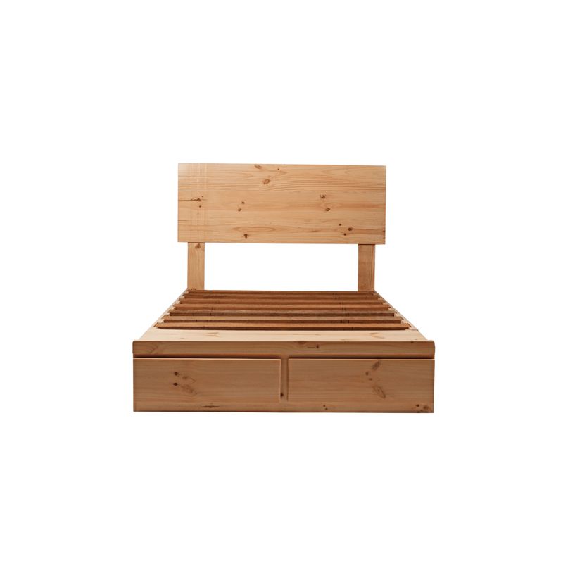 MUEBLES MACRUMO - Cama de madera pino natural 1.5 Plz + sabanera