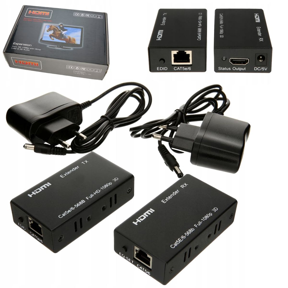 GENERICO - Extensión Extender Hdmi a Rj45 Utp Cat 5/6 Hasta 60 Metros lan