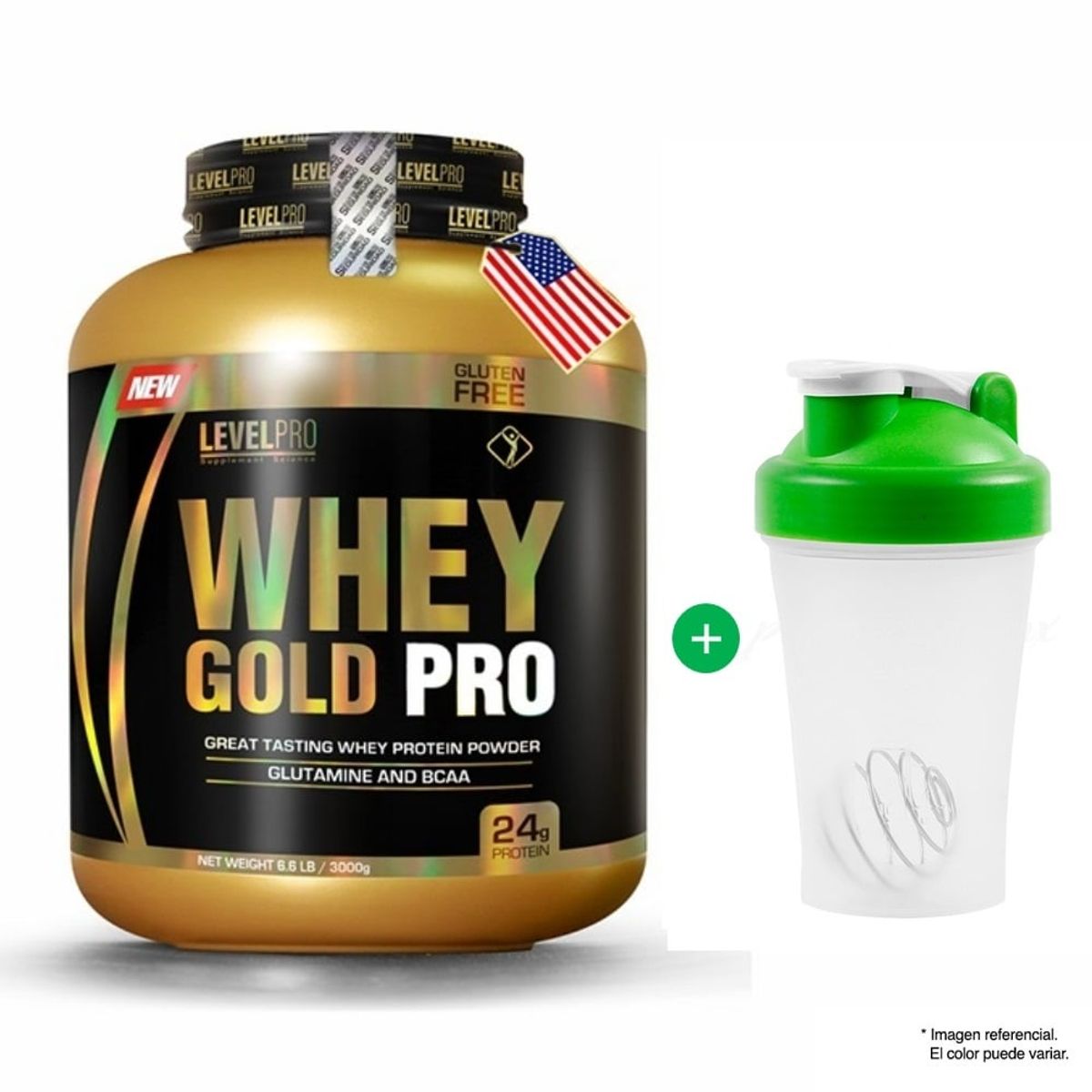 LEVEL PRO - Level Pro Proteína Whey Gold Pro 6.6 lb Rich Chocolateshaker
