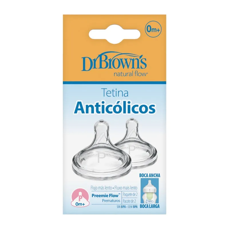 DR BROWNS - Set x2 Tetinas para Prematuros Boca Ancha