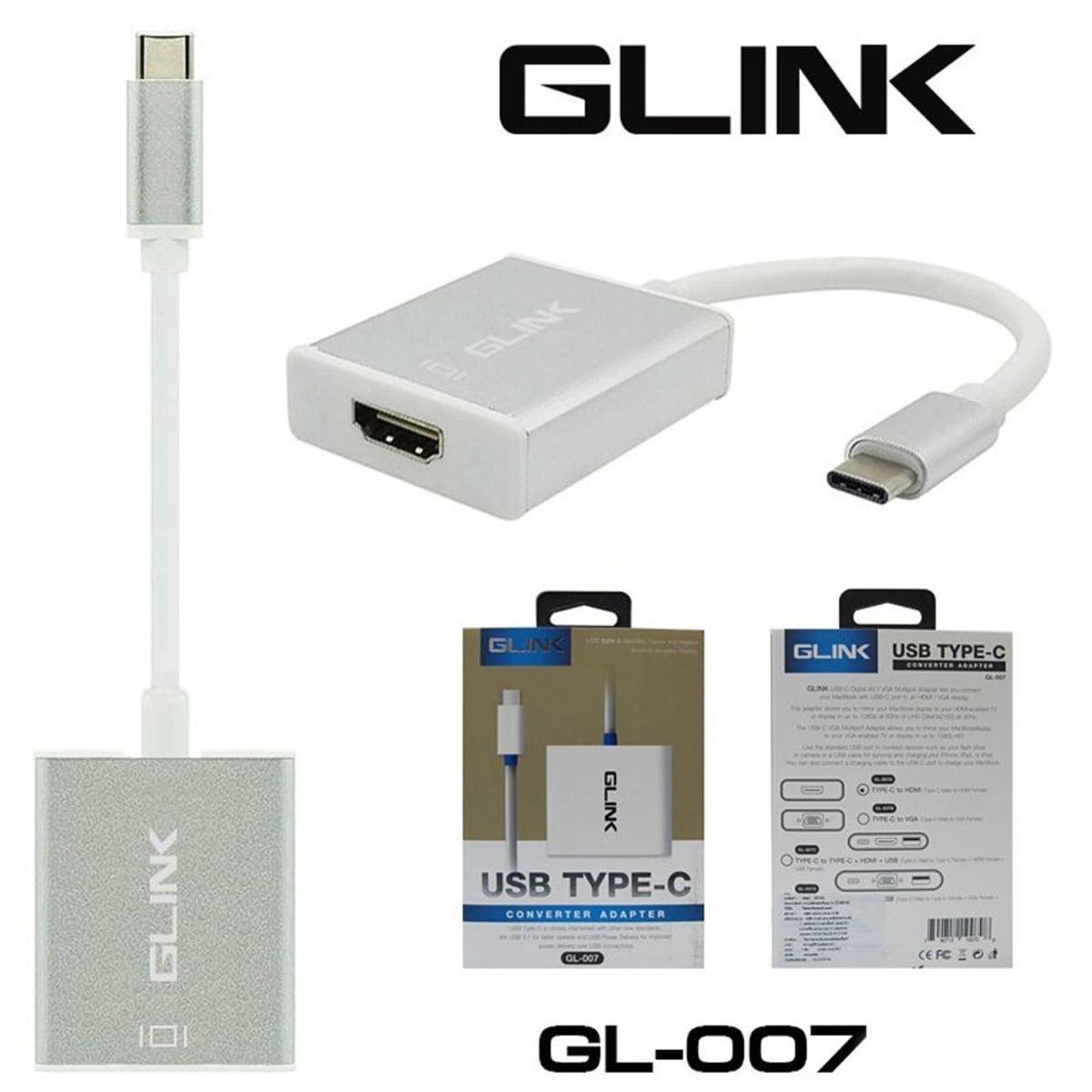 GENERICO - Convertidor Adaptador TIPO C a Hdmi Audio Digital Hd 1080p GLINK 007