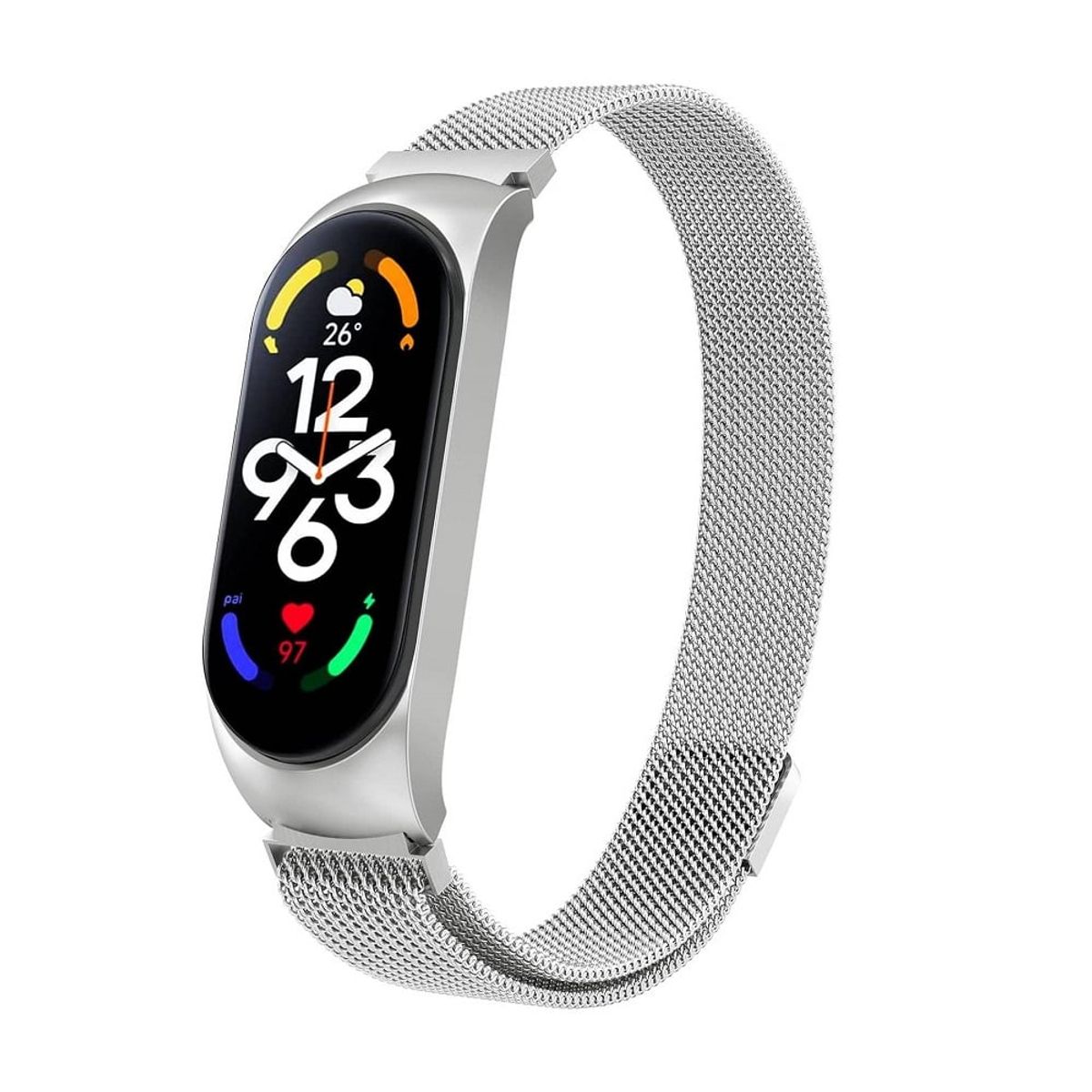 GENERICO - Correa milanés de acero para MI BAND 7 Plateado