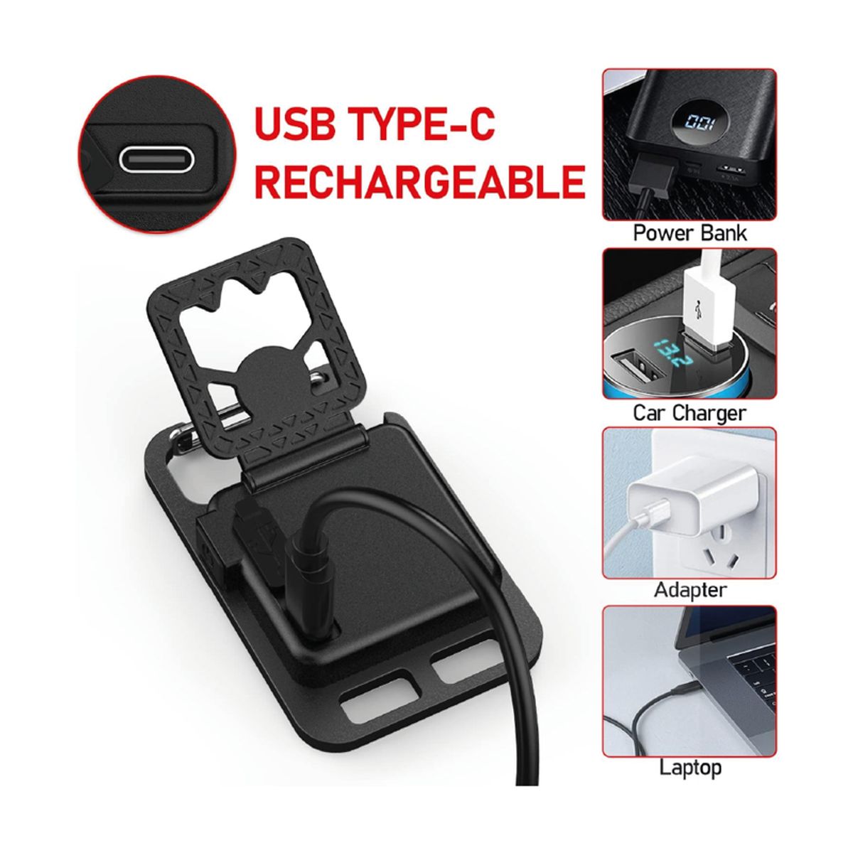 GENERICO - Mini Linterna Llavero con Luz Led Recargable